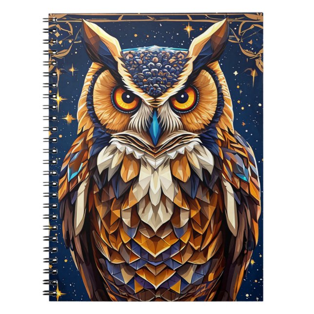 🦉 Färgglad Ugglepresent För Fågelfans Naturälskar Anteckningsbok (Framsidan)
