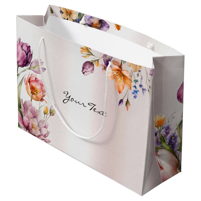 Färgglad vårblommor presentpåse (Baksidan Vinklad)