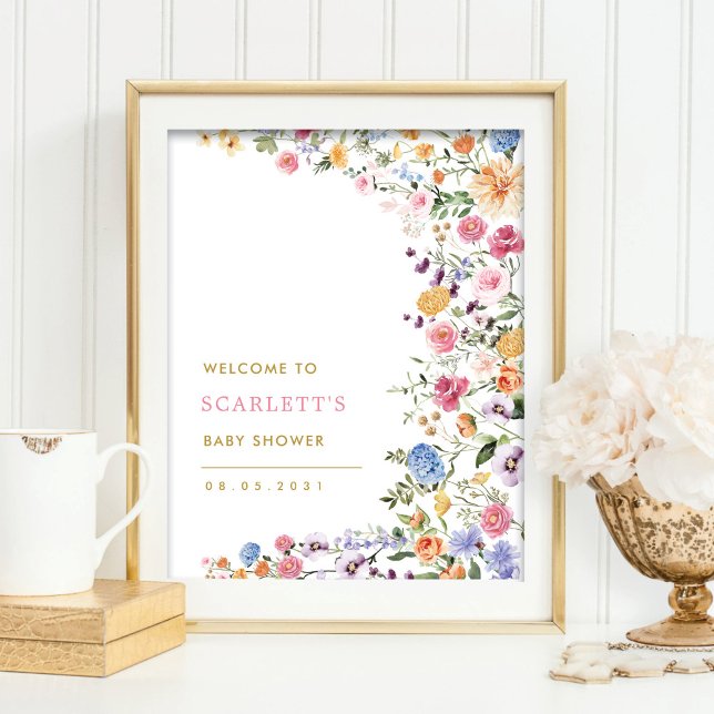Färgglad vårens vilda blommor - välkommen till bab poster (Skapare uppladdad)