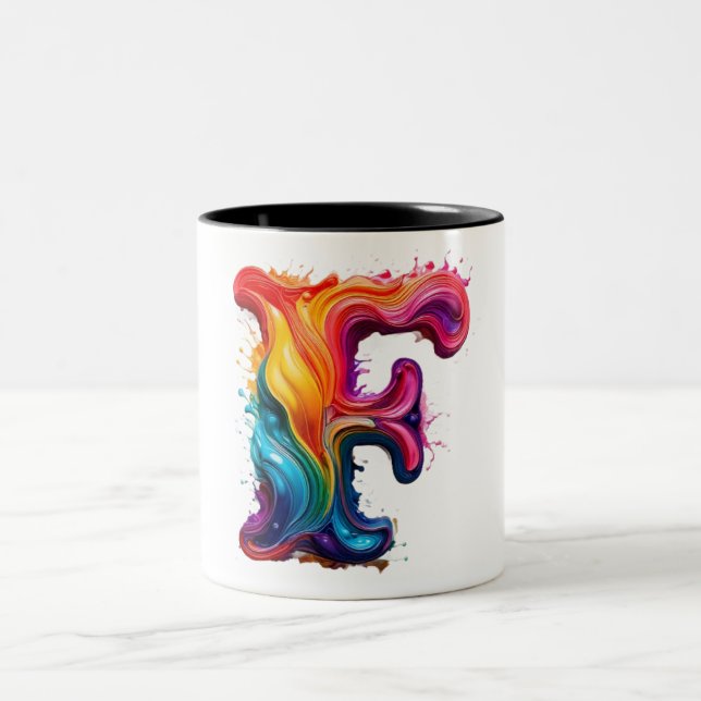 Färgglad vätska Bokstav "F" Mugg – Vibrerande 3D-m (Center)