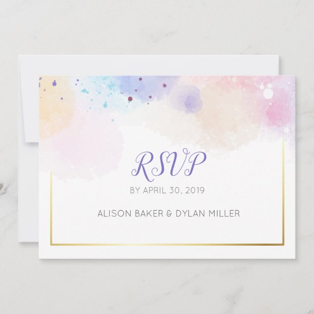 Färgglad Vattenfärg RSVP Postkort Inbjudningar (Framsida)