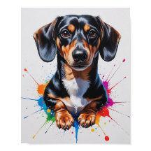 Färgglad Vattenfärgskonst av Dachshund