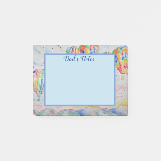 Färgglad Vattenfärgskonst Design för Varm Luft Bal Post-it Block (Framsida)