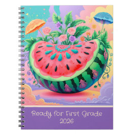 Färgglad vattenmelon för 1:a klass 2026 anteckningsbok