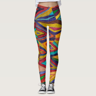 färgglad vild, original- konst, geometrisk design leggings