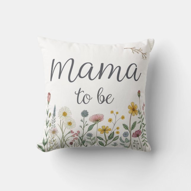 Färgglad Vildblomma Blivande Mamma Blommig Bebis S Kudde (Framsida)