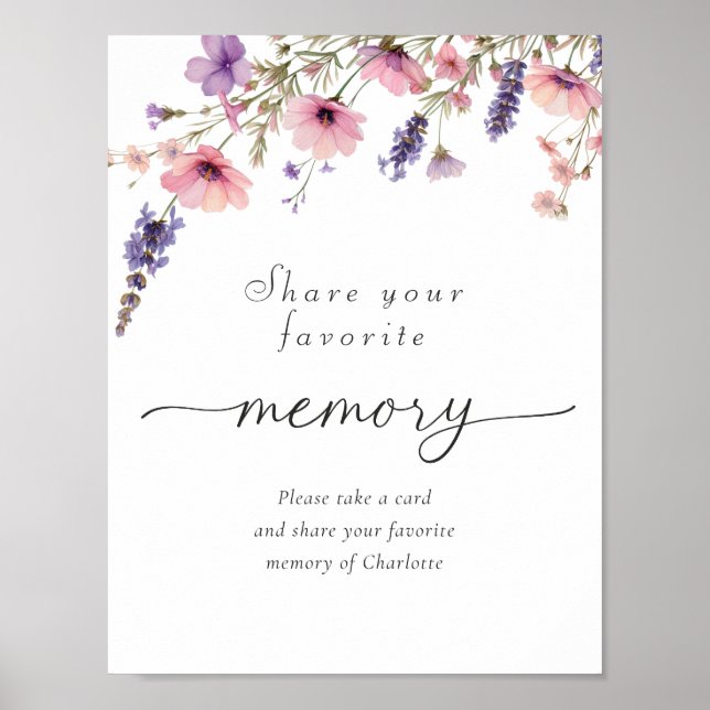 Färgglad vildblomma "Dela din favoritminne" Poster (Framsidan)