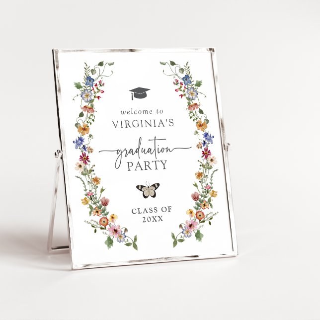 Färgglad vildblomma-examen poster (Colorful Wildflower Graduation Poster with Butterfly by Painted Paperie
)