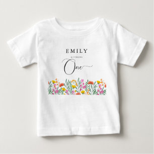 Färgglad vildblomma flickas första födelsedag t shirt