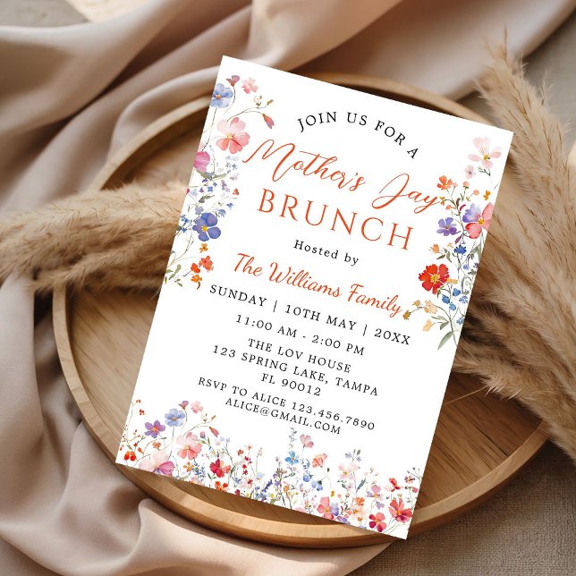 Färgglad vildblomma Morsdagsbrunch-inbjudan Inbjudningar (Colorful Wildflower mother's day brunch Invitation)