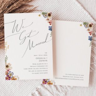 Färgglad vildblomsterträdgård Elopement-anmälan Inbjudningar