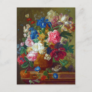 Färgglad Vintage Blommor Konst Målning Vykort