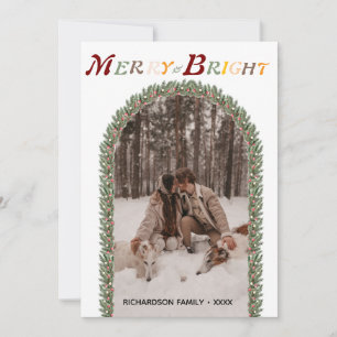 Färgglad Vintage Glad och strålande välkomstbåge F Julkort