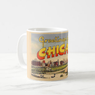 Färgglad Vintage Hälsning från Chicago Kaffemugg