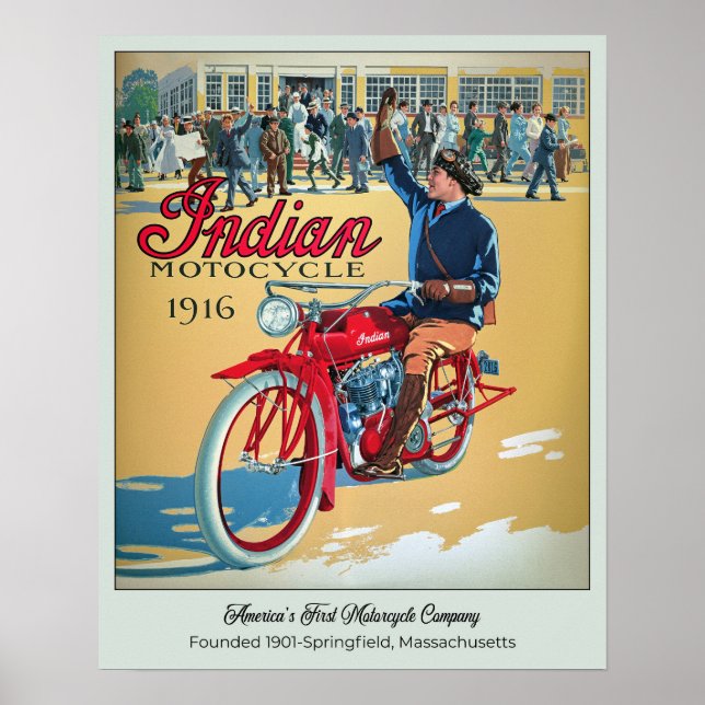 Färgglad Vintage Motorcykel Poster (Framsidan)