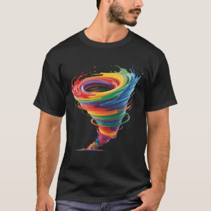 Färgglad Virvlande Regnbågs Tornado Livlig Abstrak T Shirt