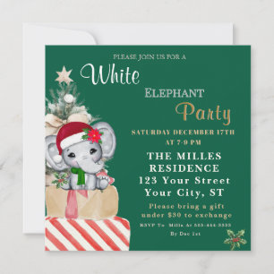Färgglad Vit Elefant Julfirande Julfest Julkort