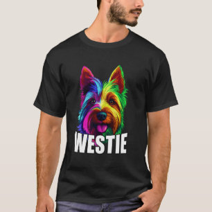 Färgglad Westie West Highland Terrier Hund Ansikte T Shirt
