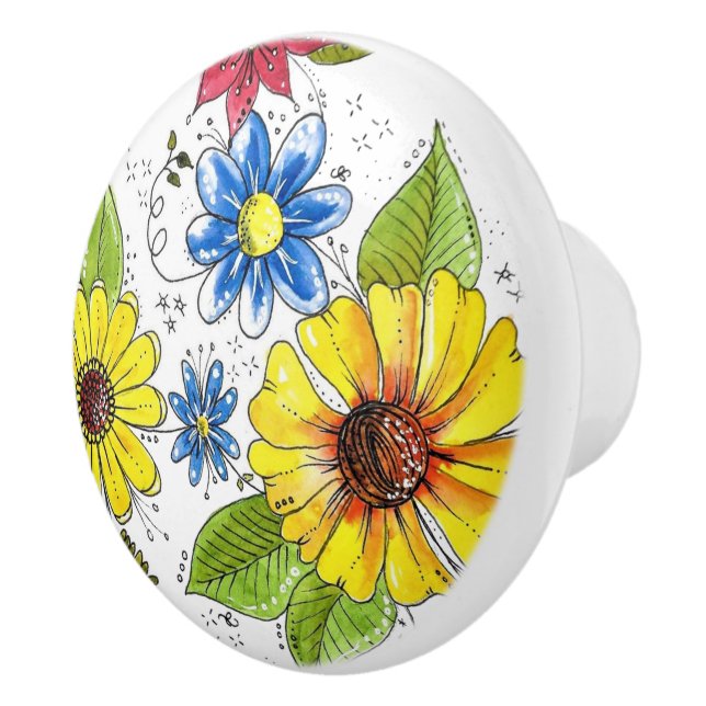 Färgglad Whimsical Blomsterträdgård Knopp (Höger)