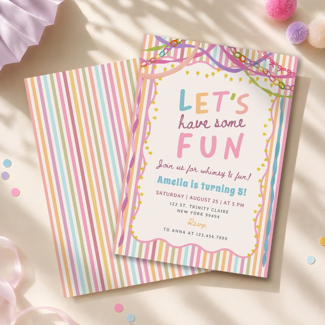 Färgglad Whimsical Flickfödelsedagsfest Inbjudningar (Skapare uppladdad)