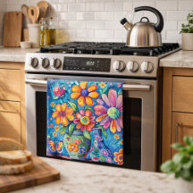 Färgglad Whimsisk Blommig Folkkonst