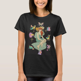 Färgglad Whimsisk Tjej Konstnärlig Lägg Till Namn T Shirt
