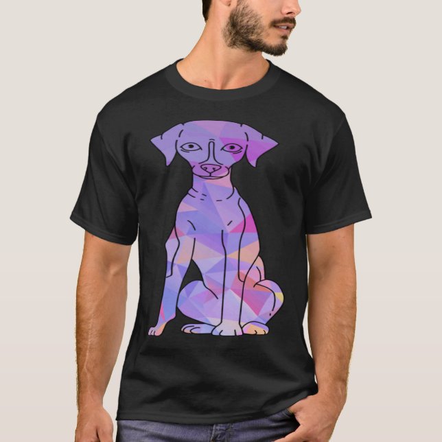 Färgglad Whippet T Shirt (Framsida)