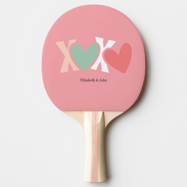 Färgglad "XOXO" Alla hjärtans dag   Pingisracket (Framsidan)
