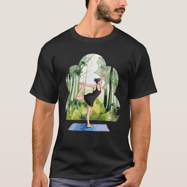 Färgglad yogaträdpose konst t shirt (Framsida)