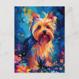 Färgglad Yorkshire Terrier Vykort
