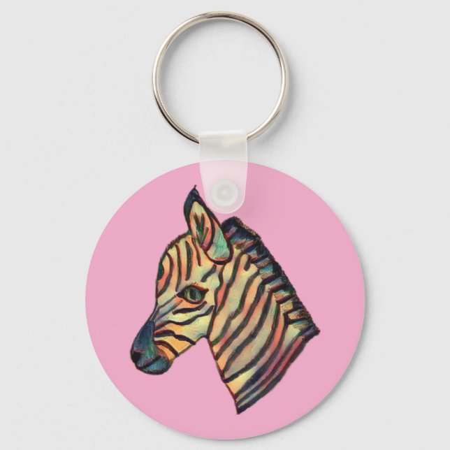 Färgglad zebra-nyckelring nyckelring (Framsida)