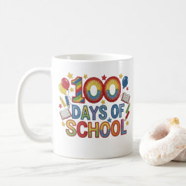 Färgglada 100 dagar i skolan kaffemugg