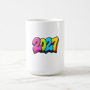 Färgglada 2027-siffror kaffemugg