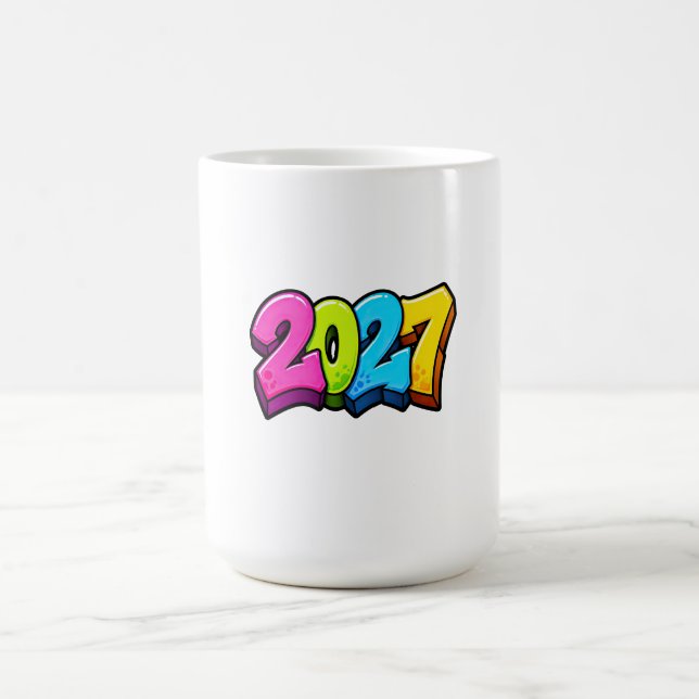 Färgglada 2027-siffror  kaffemugg (Center)