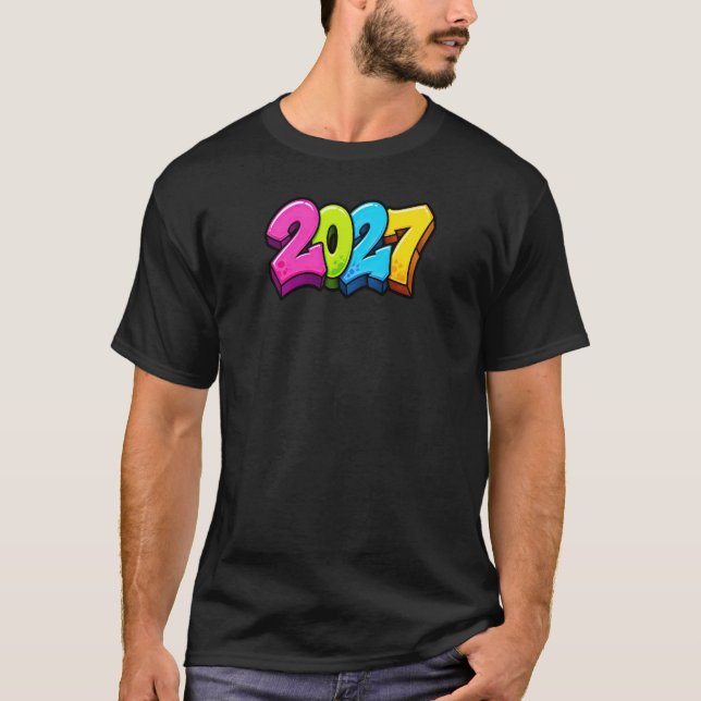 Färgglada 2027 siffror  t shirt (Framsida)