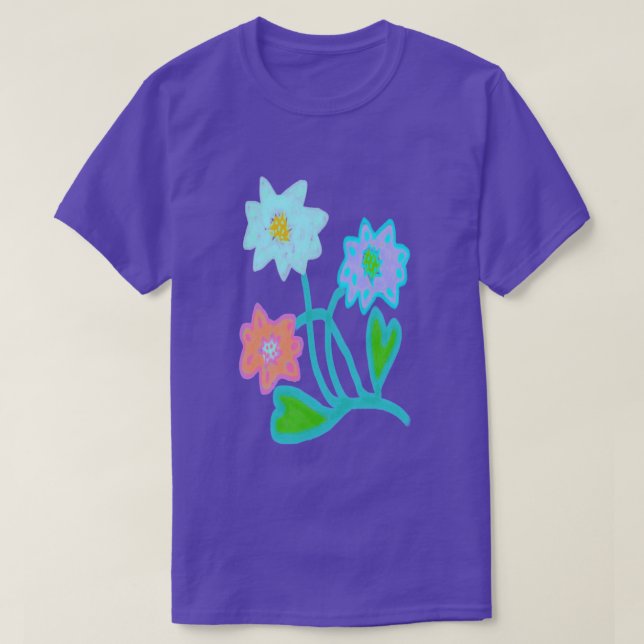 Färgglada Abstrakt Blommor T Shirt (Design framsida)