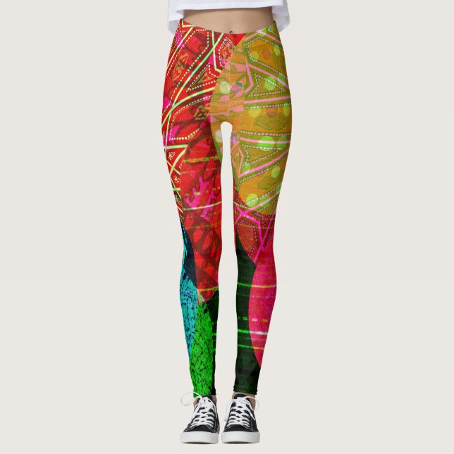 Färgglada Abstrakt Cirkelkonst Leggings (Framsida)