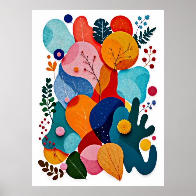 Färgglada Abstrakt Filt Blommig Boho Barnkammare Poster (Framsidan)