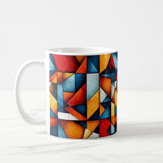 Färgglada Abstrakt Former Moderna Kaffemugg (Vänster)