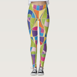 Färgglada Abstrakt Mönstrade Leggings