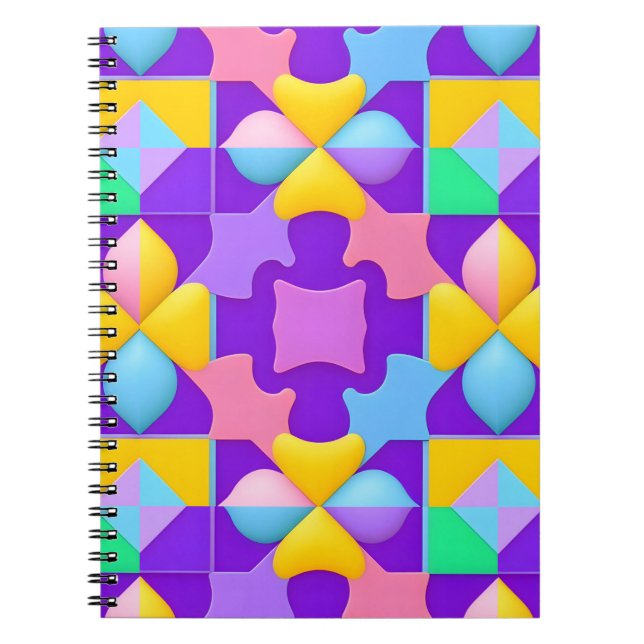 Färgglada abstrakta geometriska mönster anteckningsbok (Framsidan)