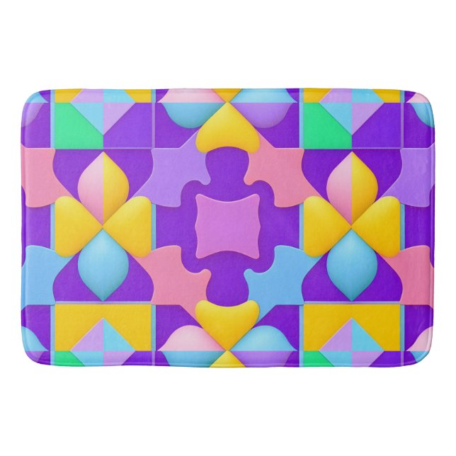 Färgglada abstrakta geometriska mönster badrumsmatta (Framsidan)