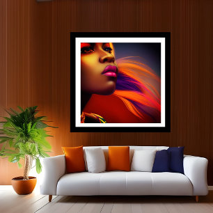 Färgglada afrikanska kvinnor lila orange fantasi poster