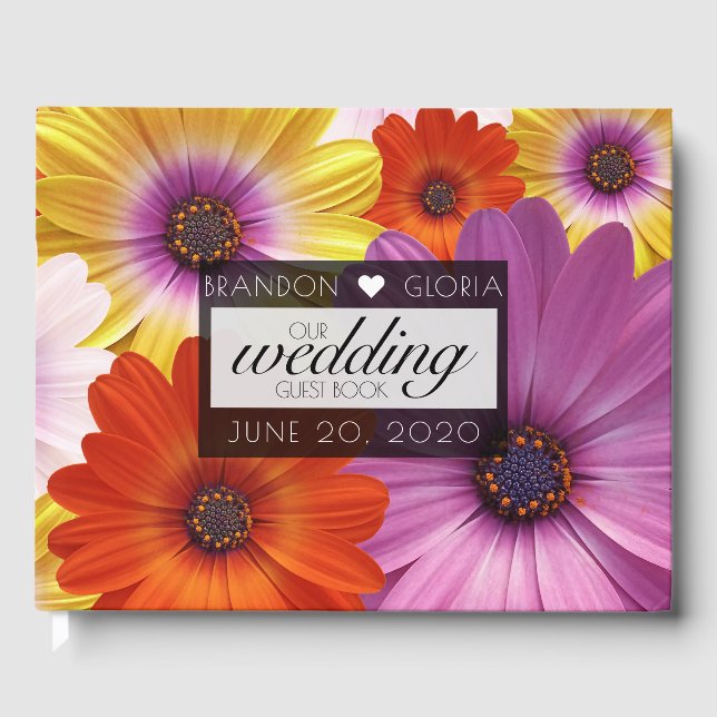 Färgglada afrikanska tusenskönor blommor blomsterb gästböcker (Framsida)
