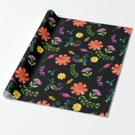 Färgglada akvarell mexikansk fiesta blommor presentpapper