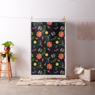 Färgglada akvarell mexikansk fiesta blommor tyg