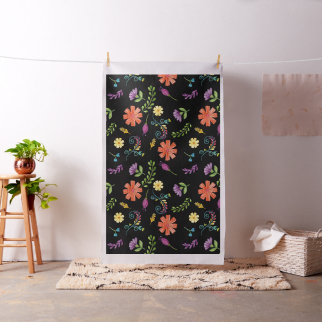 Färgglada akvarell mexikansk fiesta blommor tyg (In Situ)