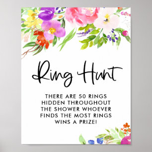 Färgglada akvarell vårblomstrande ringjakt spel poster
