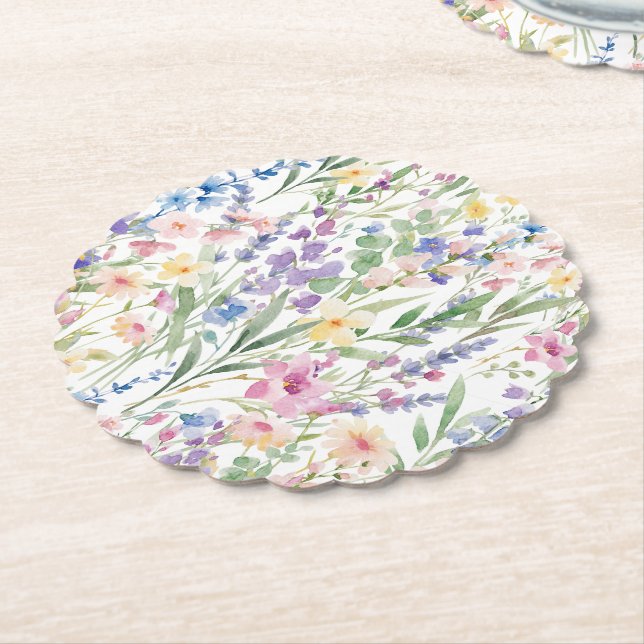 Färgglada akvarellblommor underlägg papper (Vinklad)