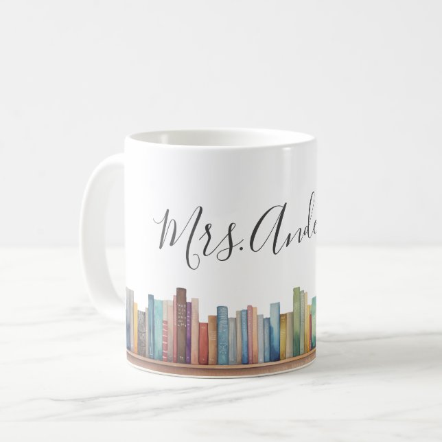 Färgglada akvarellböcker Lärare namn Kaffemugg (Framsida vänster)